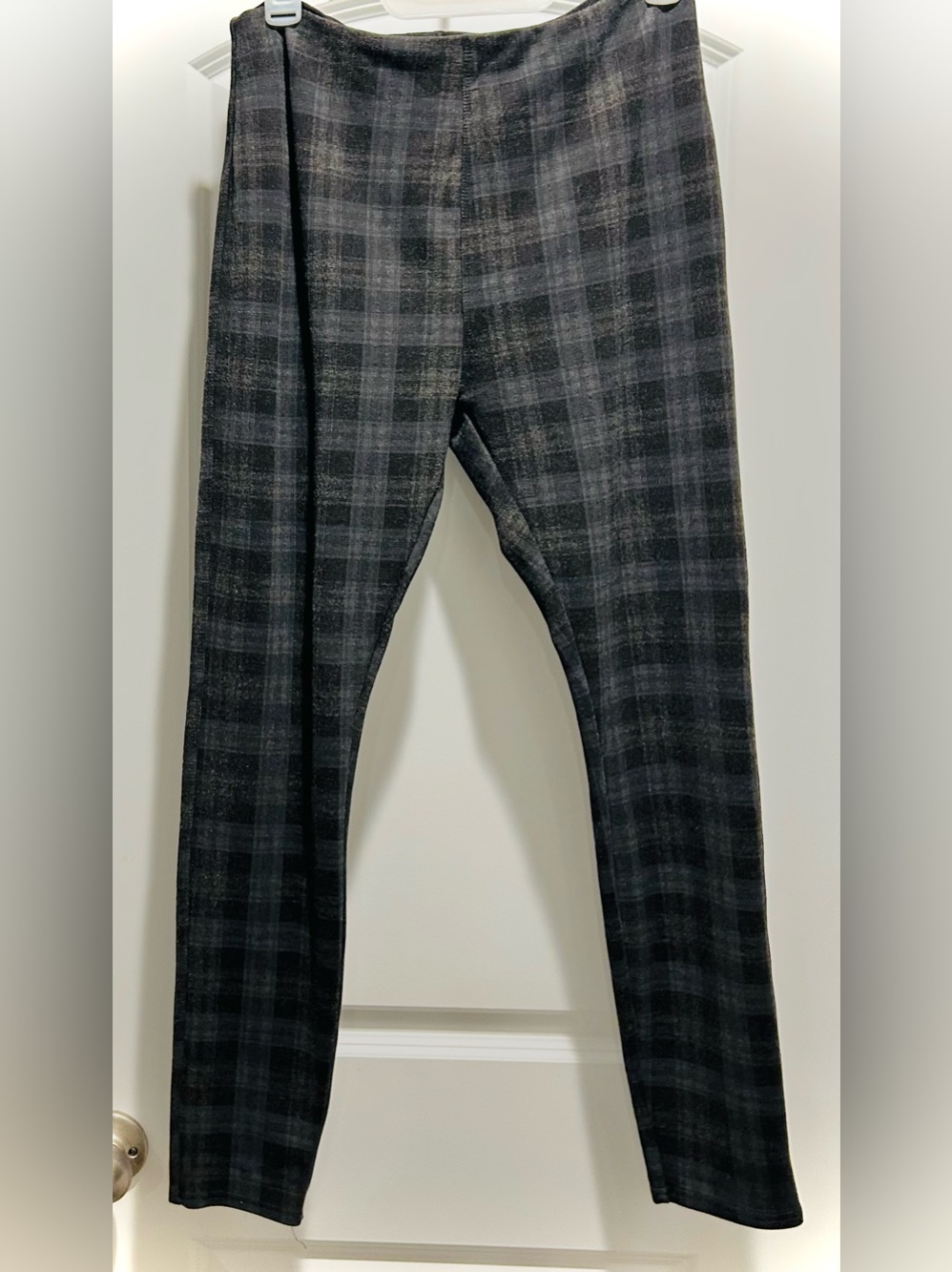 Lysse High Waist Plaid Print Stretch Pants Leggings size Medium